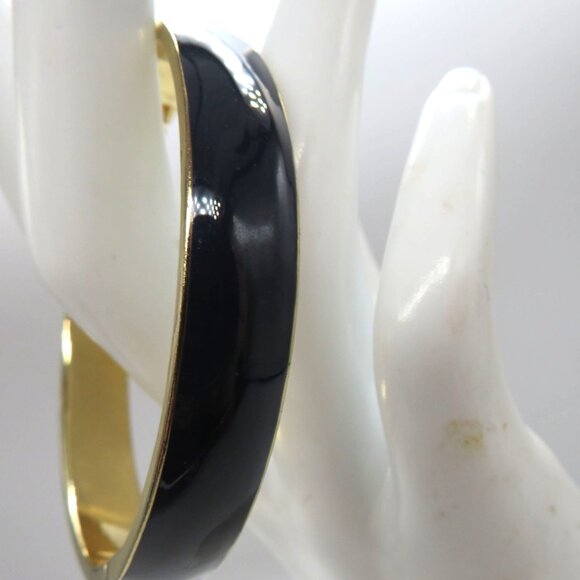 C Initial Logo Bracelet Navy Blue Enamel Gold Tone Hinged Bangle Unsigned - Picture 8 of 11